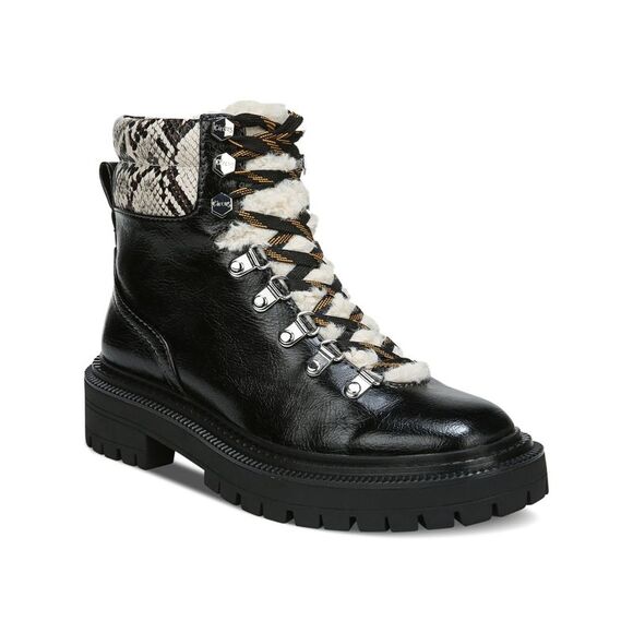 NWT SAM EDELMAN Womens Black 1" Platform Zip Trim Flora Hiking Boots 6.5 M - Picture 1 of 5